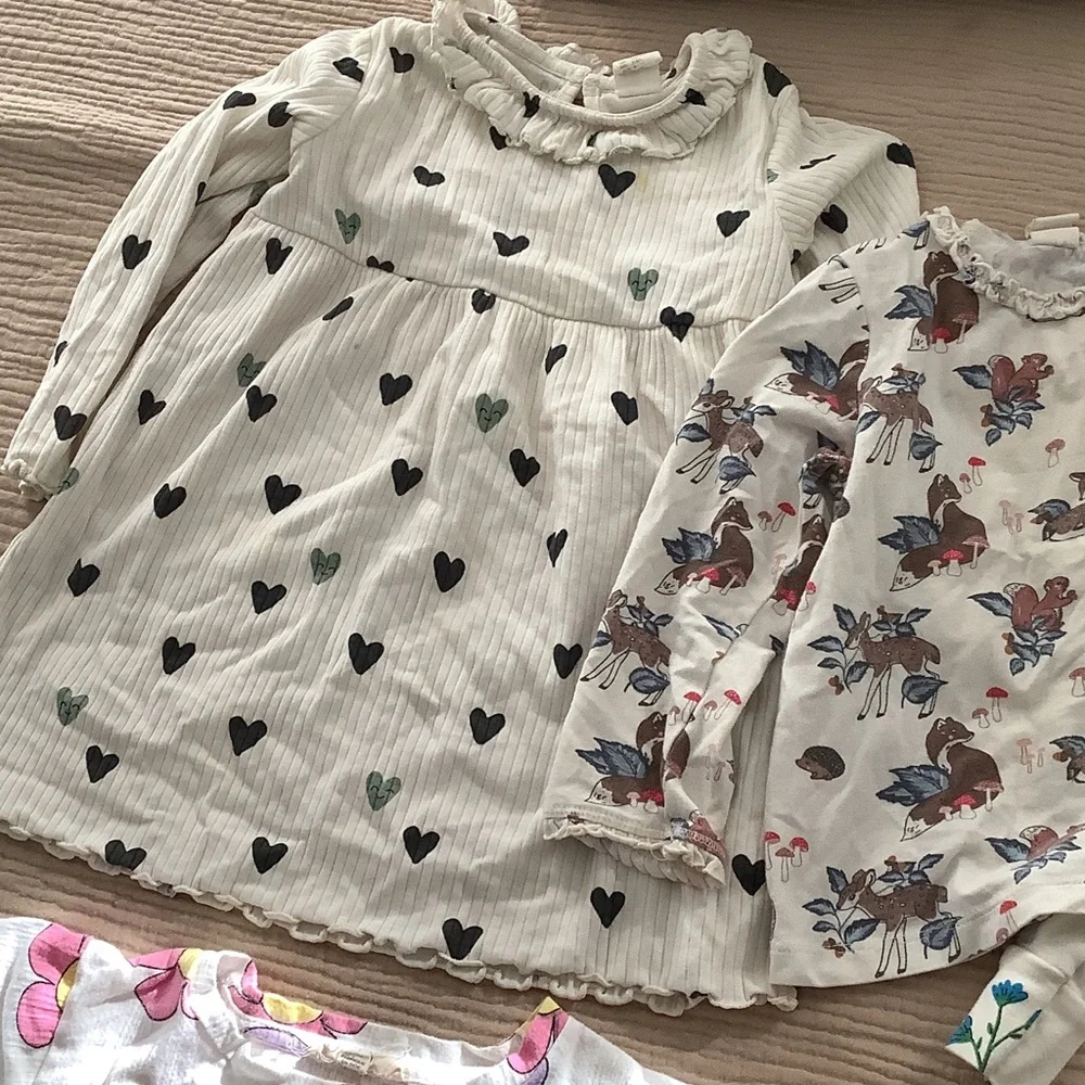 Old Navy Multi-Print Girls Pajama Tops & Mix - Red Plaid, White Hearts, Floral